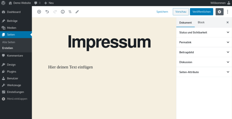 Erste Seite in WordPress erstellen
