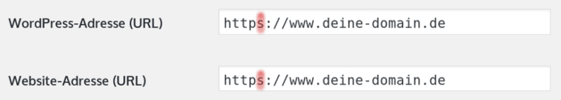 WordPress URL im Backend auf HTTPS umstellen